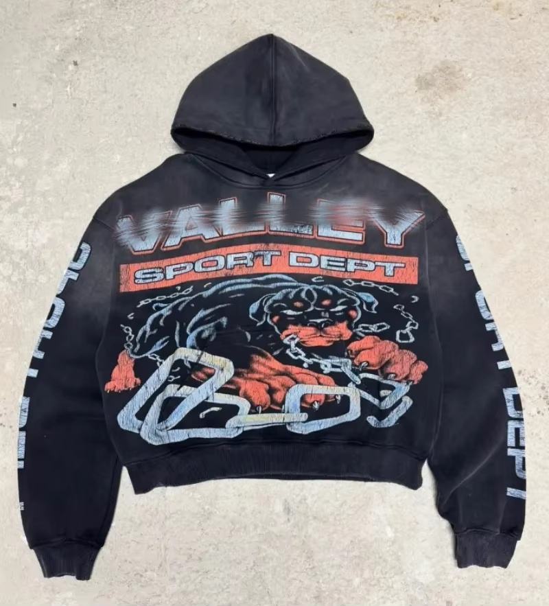 Factory-Custom Retro Streetwear Cotton Hoodie -Customizable WithDistressed Finish, Rhinestones,Printing &Other Designs Moq10 - Image 5