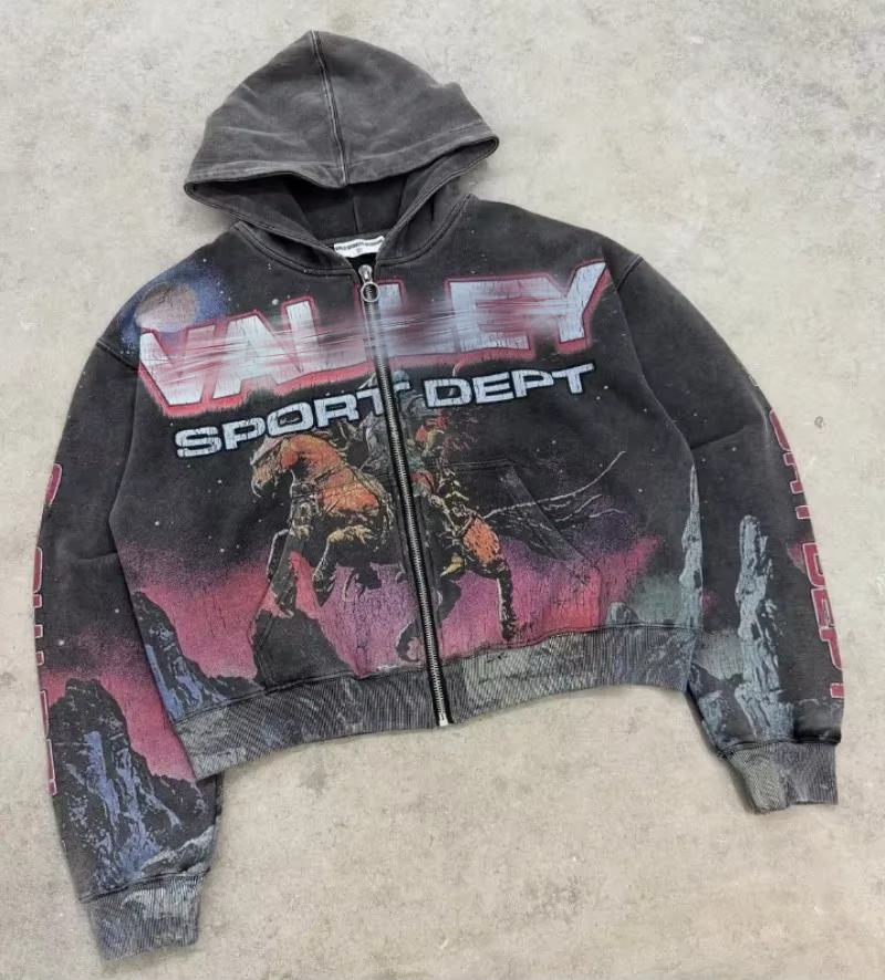 Factory-Custom Retro Streetwear Cotton Hoodie -Customizable WithDistressed Finish, Rhinestones,Printing &Other Designs Moq10 - Image 6