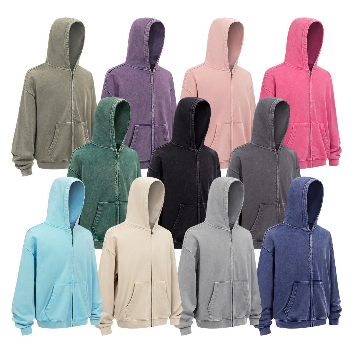Factory-Custom Retro Streetwear Cotton Hoodie -Customizable WithDistressed Finish, Rhinestones,Printing &Other Designs Moq10 - Image 4